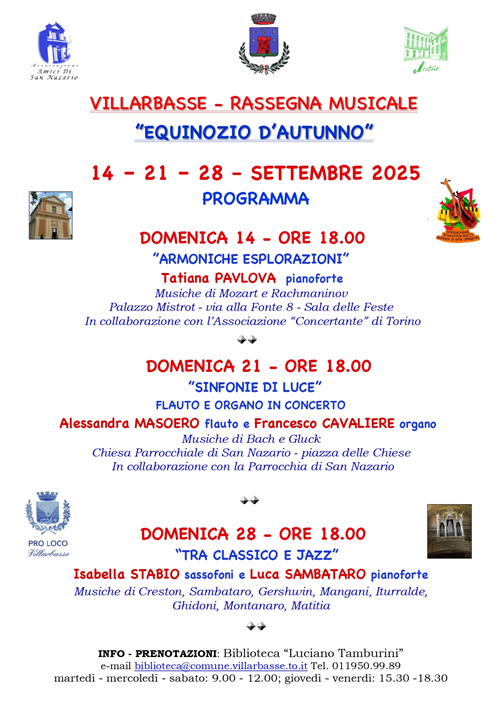 "Equinozio d'Autunno" 2025 - Rassegna musicale