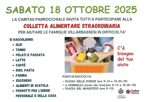 La Caritas Parrocchiale invita tutti a partecipare alla "Colletta Alimentare Straordinaria"